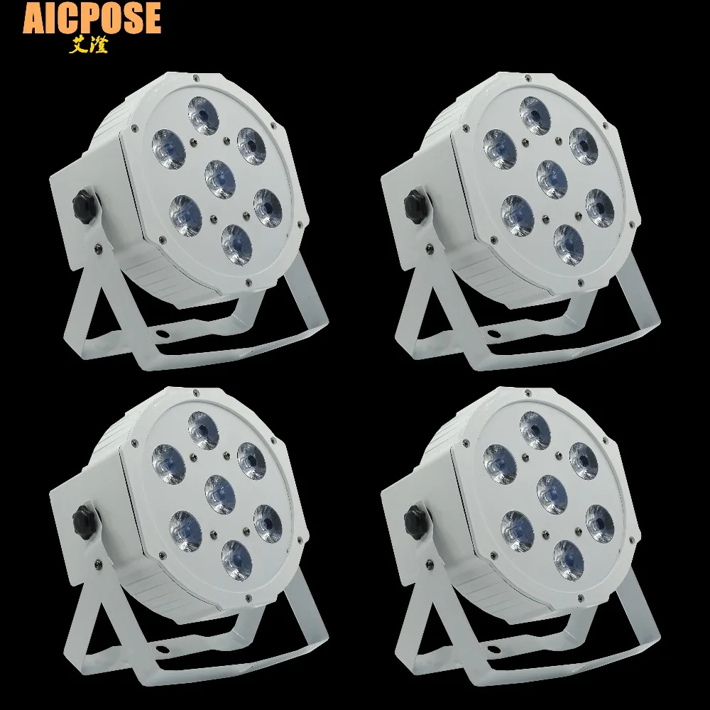 4 шт./лот 7*12 Вт Ультра яркий тонкий плоский белый Led Par свет 7x12 Гладкий RGBW