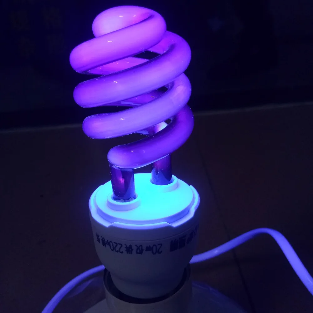 E27 20 Вт 40 Вт 220 В ультрафиолетовый светильник энергосберегающая лампа спиральная кварцевая флуоресцентная УФ-лампа черный светильник CFL 365 нм лампы для спальни - Мощность в ваттах: 20W spiral shape