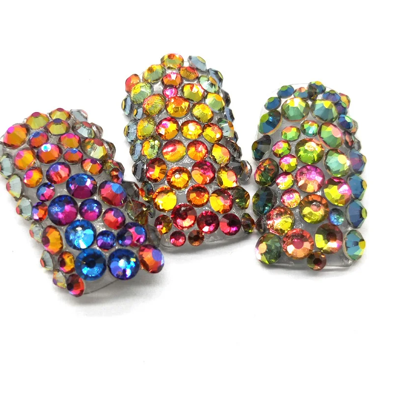 SS3-SS101440pcs, супер блестящие, плоские, разноцветные стразы не для горячей фиксации для украшения ногтей, обувь и украшение в виде танцующих фигурок