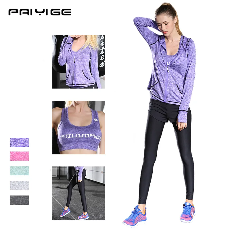 

2018 New Women yoga clothing suit High quality fabric sportswear solid fitness Elastic Leggins Workout bra running clothes