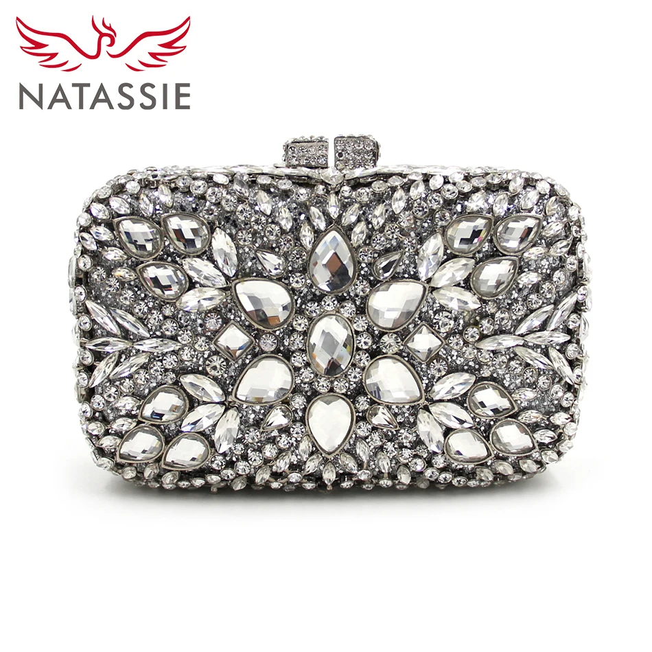NATASSIE Big Diamond Stone Bag Luxury Women Evening Bags Designer