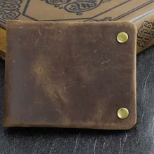 Crazy Horse Мягкий кожаный мужской двойной металлический кошелек на молнии для карт CZ8