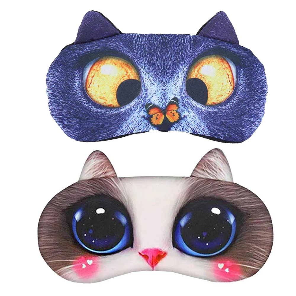 1PC Unisex 3D Cute Cartoon Creative Soft Cat Sleep Eye Mask Eyeshade Cover Shade Natural Sleeping Eye Patch Travel Blindfold