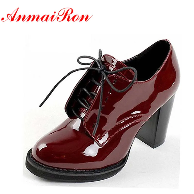 

ANMAIRON Fashion Women's Lace-Up Platform for Women Wedding Shoes High Heels Motorcycle Boots Woman Pointed Toe Ladies Shoes