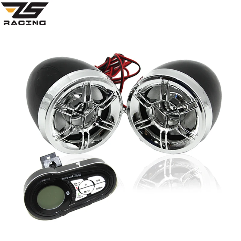 

ZS-Racing Motorcycle Mutilmedia MP3 Player Speakers Audio Sound System FM Radio Wireless Bluetooth Remote with USB SD Slot