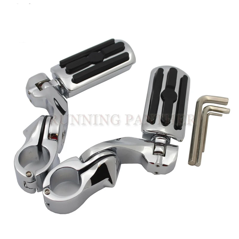 

For Harley Touring Road King Street Glide Adjustable Chrome 1.25" Highway Foot Pegs Pedals