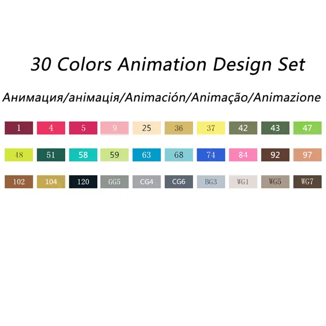 Touchfive 30/40/60/80 Цвет Двойной Головкой цветные маркеры алкогольных жирной чернила на водной основе набор маркеров для живописи для комикс манга дизайн ручка для школы - Цвет: 30 Animation set