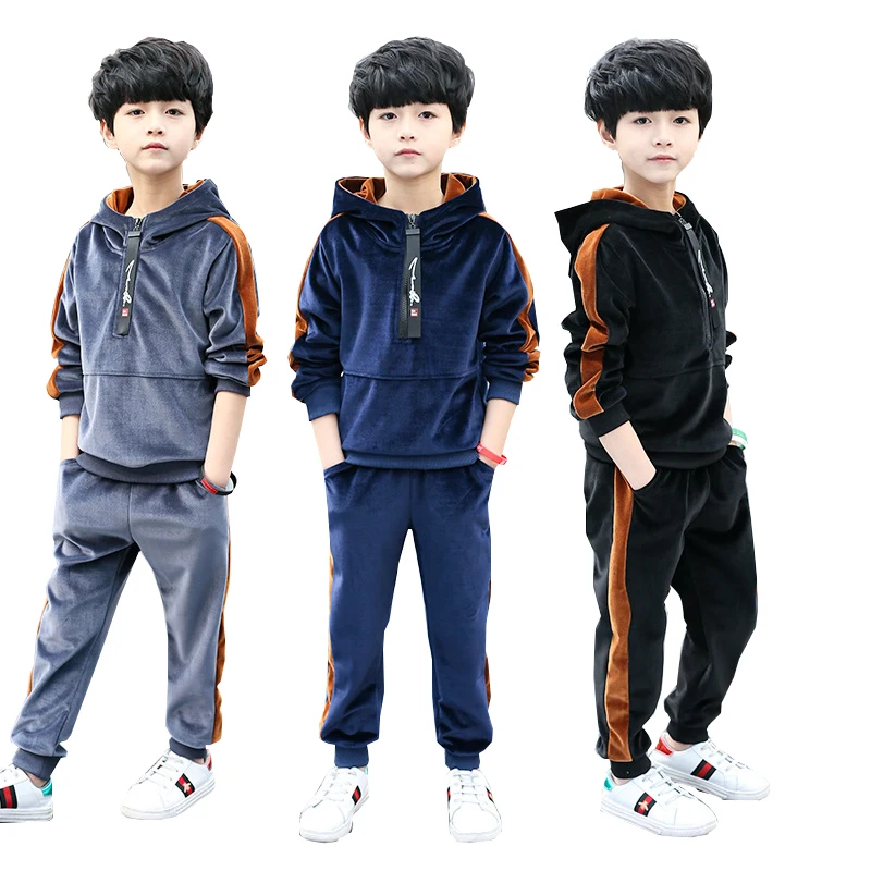 

Boys clothes sport suit gold velvet boys clothing sets school kids autumn suit long sleeve children clothing kids tracksuit 12Y