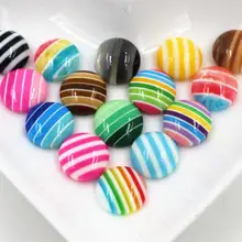 Новинка! 40 шт./лот 12 мм смешанные цвета плоская задняя Смола классические полосы кабошоны подходят 12 мм Камея основа Кабошоны