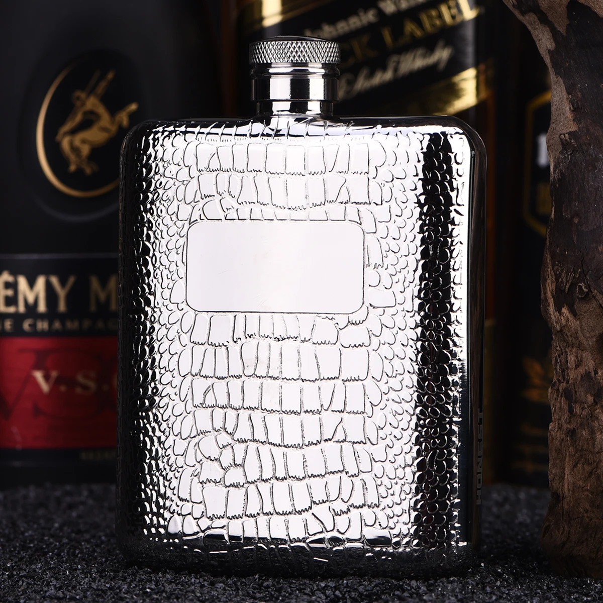 Good quality 304 stainless steel flask for alcohol,Stone crack pattern