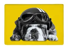 Floor Mat Black and white cute Bulldog with Hat Yellow Print Non-slip Rugs Carpets alfombra For Indoor Outdoor living kids room