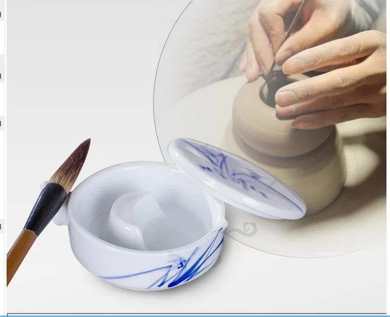 Jingdezhen Ceramic Ink Pool Study Four Treasures Blue and White Hand-painted Articles Box Bucket Pen Washing | Дом и сад