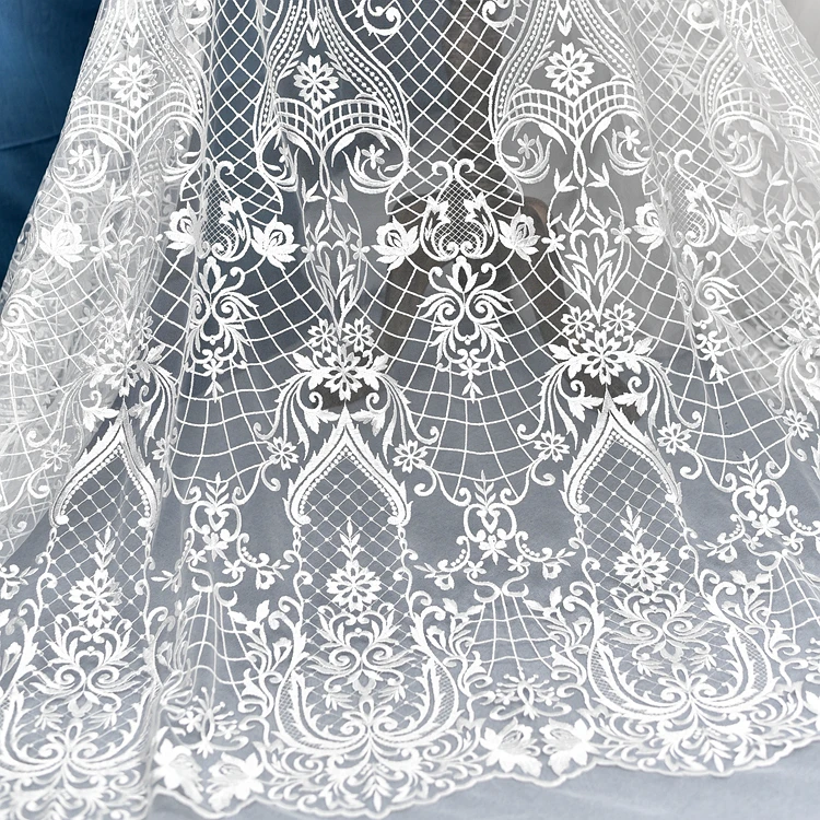 

European High-quality Fine Embroidery Lace Fabric Wedding Dress Handmade Diy Material Luxury Stage Costumes Cloth Accessories