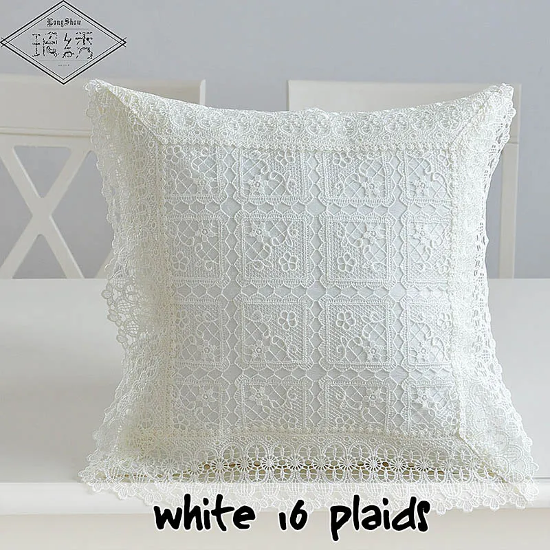 LongShow 45x45см домашняя декоративная тонкая вышивная наволочка для подушки Кофейный/белый/серый цвет чехол на н - Цвет: White 16 plaids