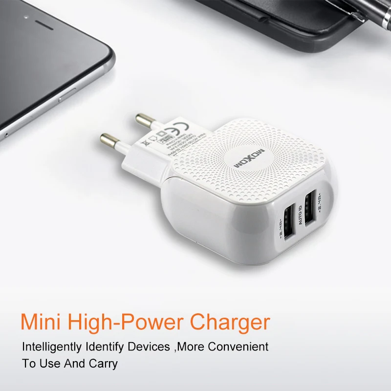 Настенное зарядное устройство MOXOM USB для Samsung iPhone с двумя портами Xiaomi адаптер
