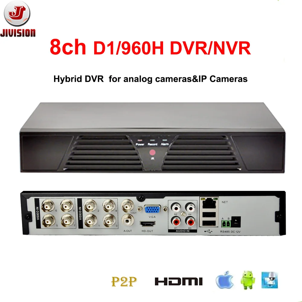 Jivision 8ch видеорегистратор Full D1 CCTV Регистраторы HDMI H.264 сети IP DVR NVR 8 каналов