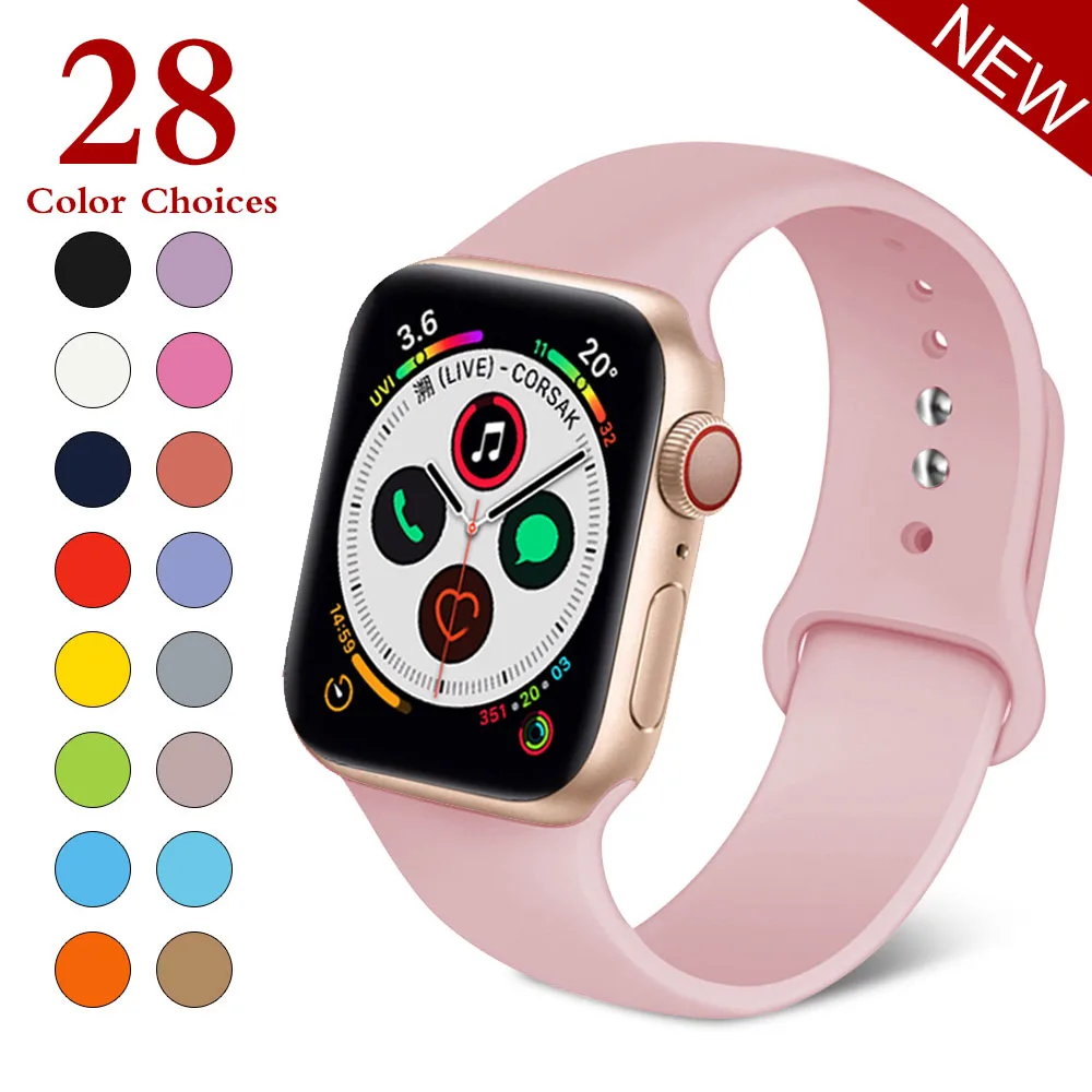 Rose Спортивный мягкий силиконовый сменный ремешок 38 мм от mu sen для Apple Watch версии 1, 2, ремешок 42 мм на запястье, ремешок для iWatch Sport - Цвет ремешка: Rose