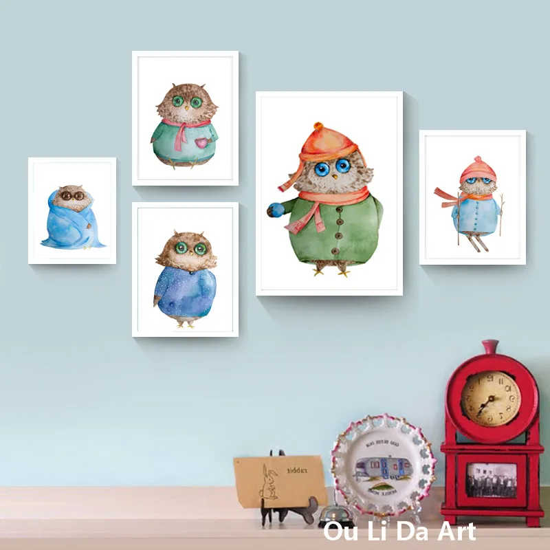 Tidak Ada Bingkai Kartun Lucu Owl Ski Swon Cetakan Kanvas Minyak Lukisan Dicetak Di Atas Kanvas Rumah Kamar Anak Wall Art Dekorasi Gambar Oil Painting Decorative Picturescanvas Prints Aliexpress