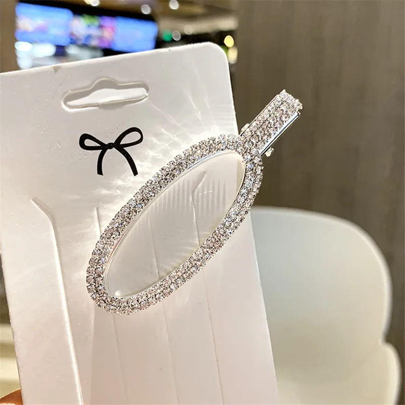 F192 Simple Shiny Crystal Rhinestones Hairpins Barrettes Snowflake Heart Shaped Hair Clips Hairstyle Styling Women Hair Jewelry - Окраска металла: F192G