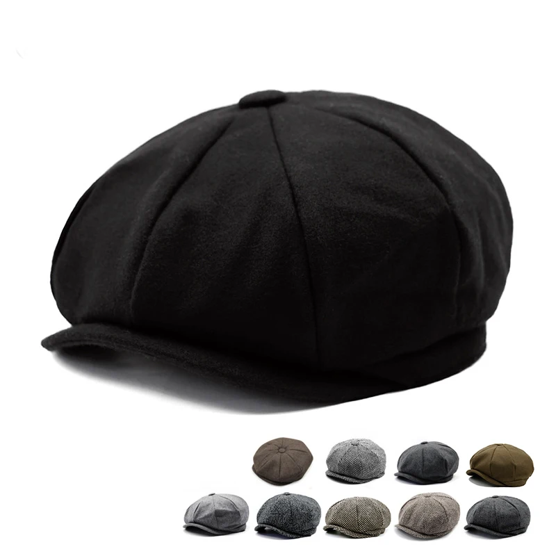Peaky Blinders мужские береты шапка для зимы осени винтажная восьмиугольная кепка с узором в елочку Мужская Женская Теплая Повседневная в стиле Гэтсби, плоская кепка берет
