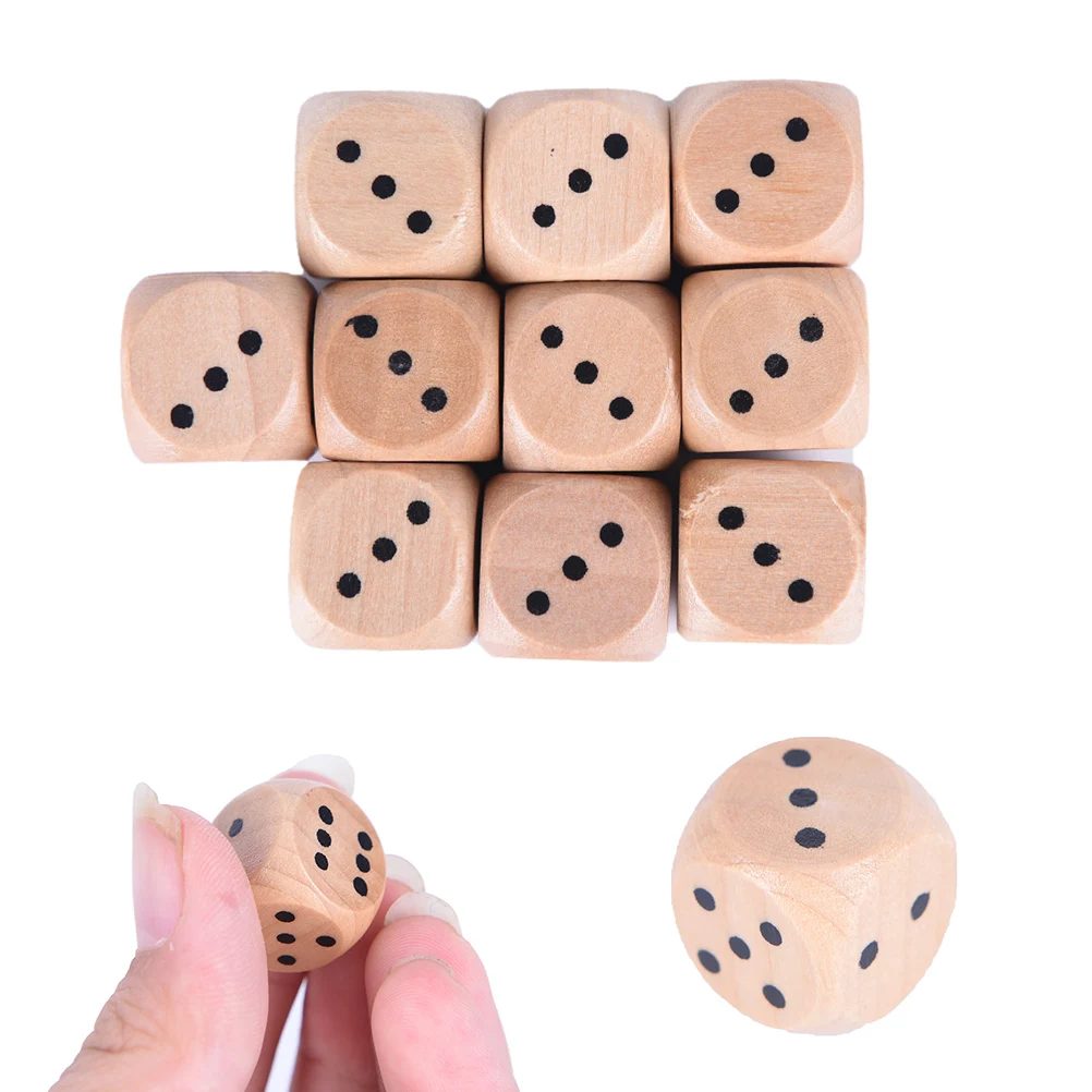 

10pcs Wood Dice number or point Cubes Round Coener Kid Toys Game 6 Sided Dice 16 mm*16 mm*16 mm