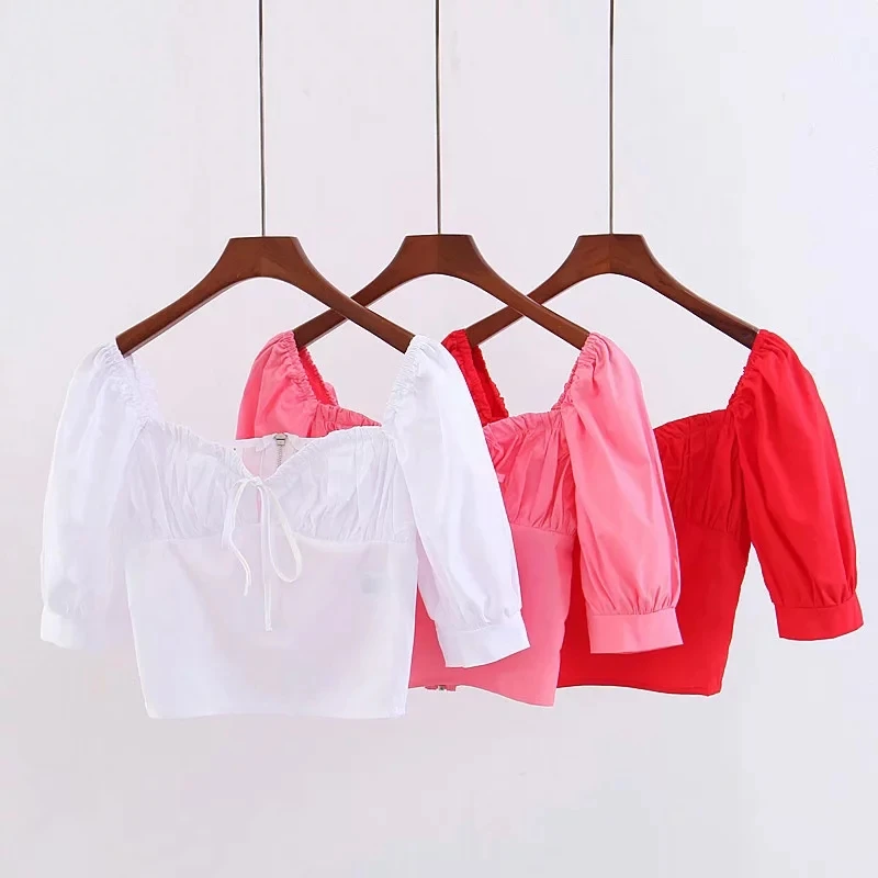 Летние женские топы и блузки винтажные оборки белая блузка, женские рубашки корейская мода blusas boho женские топы