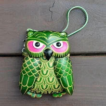 Ручная работа, натуральная кожа портмоне мультяшная Сова сумка с отделением для монет, кошелек мини-сумка