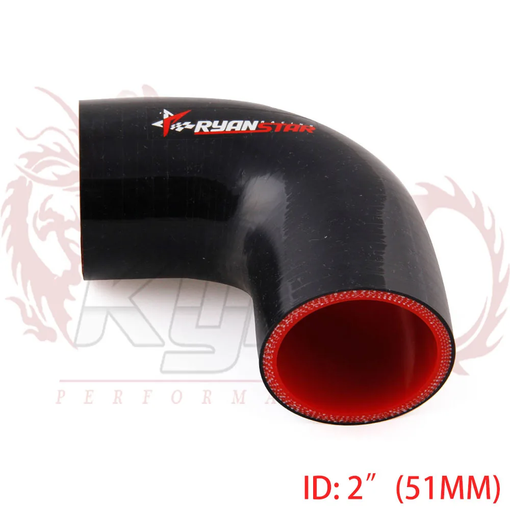 Ryanstar New 2" 51mm 4 Ply reinforced 90 Degree Silicone Hose
