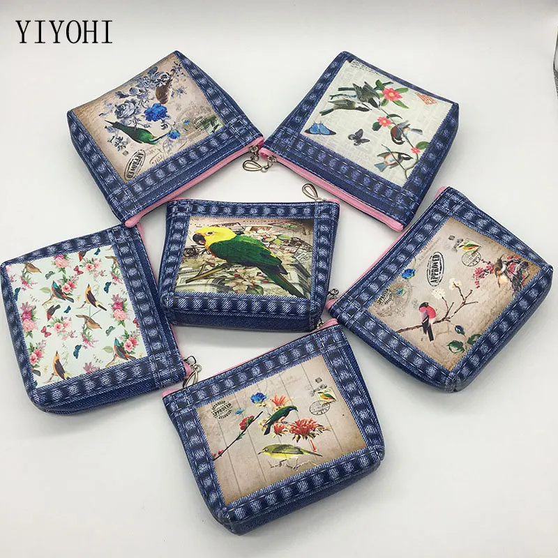 

Cartoon Vintage Women Bird Coin Purse Zip Bag European Style Child Girl Mini Wallet PU Leather Portable Zero Money Bag 12*11.5cm