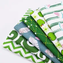 Зеленая серия различных узоров, набивная хлопковая саржевая ткань, материал для шитья, стежка, чистый хлопок, ткань ручной работы