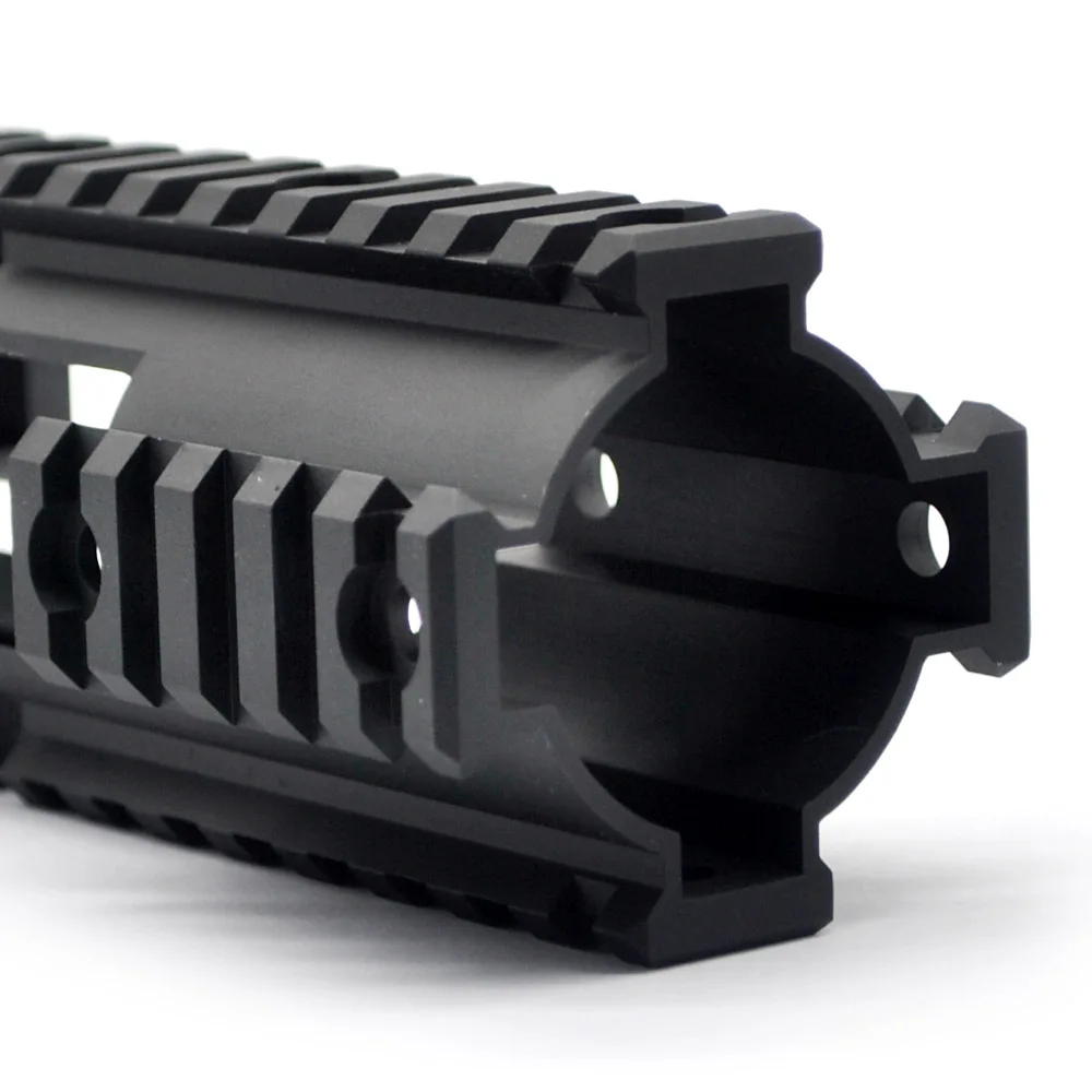 Уникальная система крепления TriRock Quad Rail Handguard длиной 1" дюймов, тяжелая, свободная, с анодированным покрытием Hole_Black. 223/AR-15