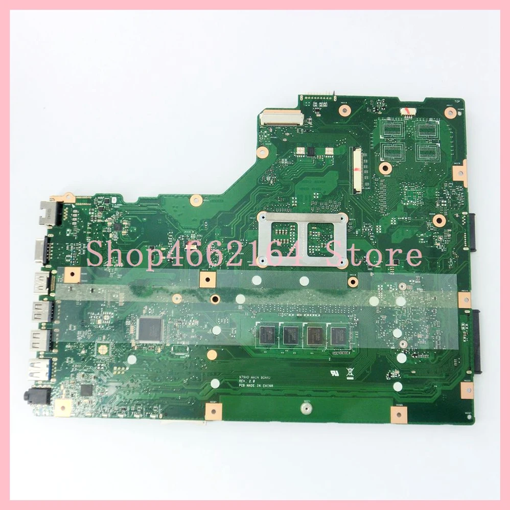  X75A Motherboard HM76 4GB RAM For ASUS X75VD R70V X75V X75VB X75VC laptop Motherboard X75A Motherbo