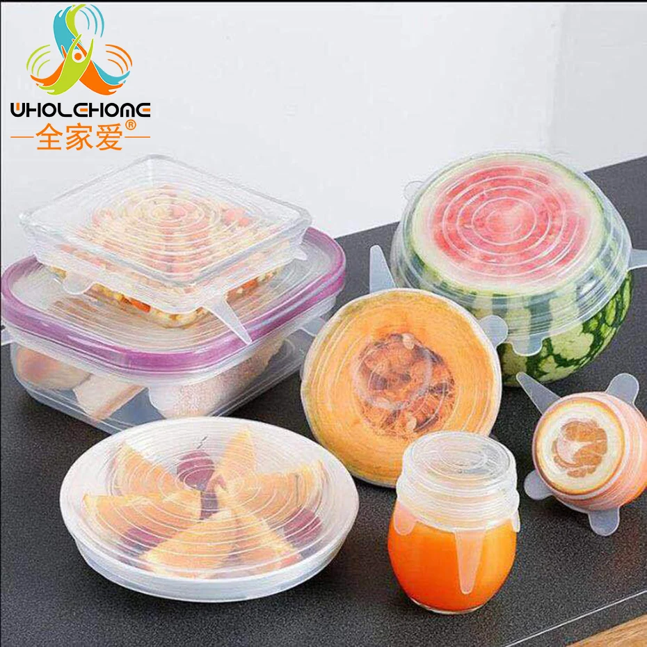 

6 Pcs/ Set Reusable Silicone Cover Fresh Keeping Silicone Stretch Lids Caps For Food Pot Dish Kitchen Accessories Dropshipping