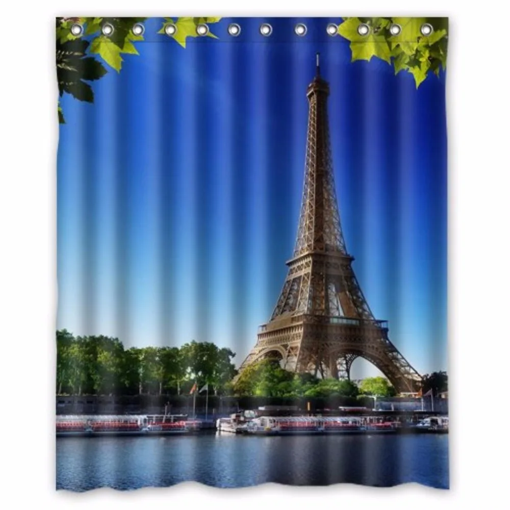 

Eiffel Tower Summer Romantic Paris Custom Shower Curtain 100% Polyester Waterproof Bathroom decor Polyester Shower Curtain