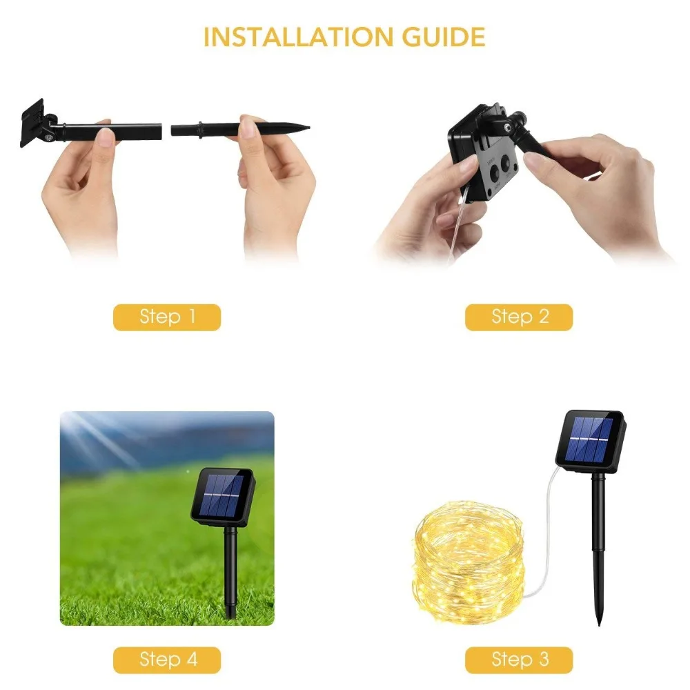 Lâmpadas ao ar Festa do Feriado do Natal Luzes à Prova Modo Livre Solar Luzes String Fada Guirlandas Solares Jardim d' Água 2pcs 21m 8 Led 3 Cheap Fios de iluminação