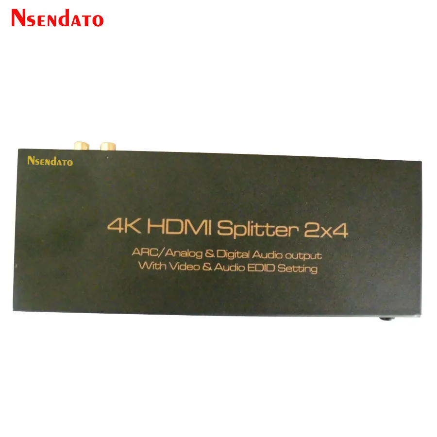 4K HDMI Splitter 2x4 Switcher L/R Audio Video Extractor Converter 2 In 4 Out 5.1CH EDID ARC Analog&
