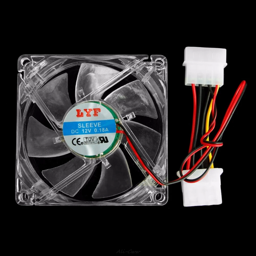 

New Clear 4-LED Blue Neon Light 80mm 12V 0.18A PC Computer Case Cooling Fan 8025