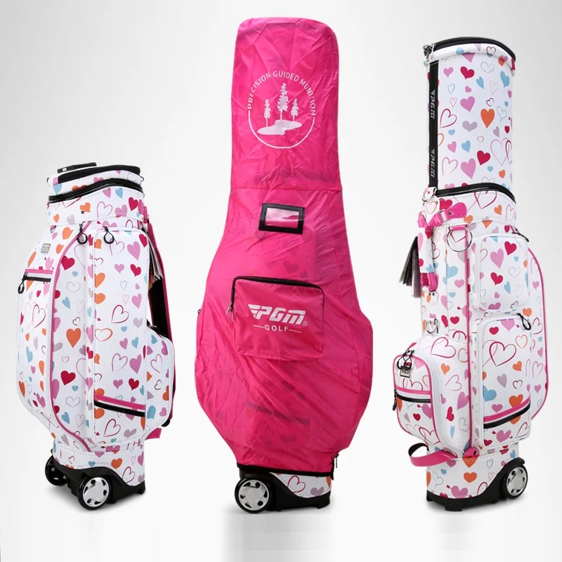 

Multifunction Pgm Golf Bag With Wheels Women Standard Package Large Capacity Flexible Clubs Air Bag with Rain Cover D0736