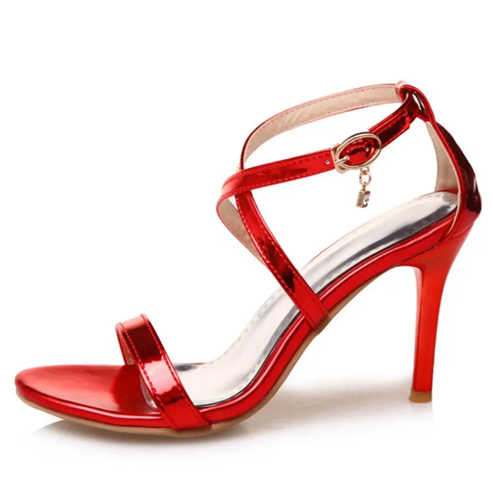 Sgesvier женские сандалии обувь на тонком высоком каблуке летние модные, пикантные Сандалии-гладиаторы с открытым носком; туфли с красной обувь для вечеринки, свадебные туфли OX319