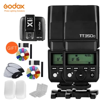 

Godox 2x TT350C Mini Flash TTL HSS 1 / 8000s 2.4G wireless with X1T-C 2.4G Wireless Flash Trigger Transmitter for Canon