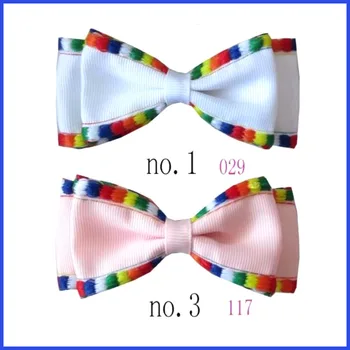 

20 BLESSING Girl 3.5" Selvage Bowknot Hair Bow Clip Colorful Lace Accessories
