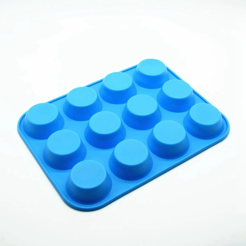 12 Сетка форма для выпечки пирожных Маффин стаканчик DIY пищевой силиконовые формы печь микроволновая печь общего назначения - Цвет: BLUE