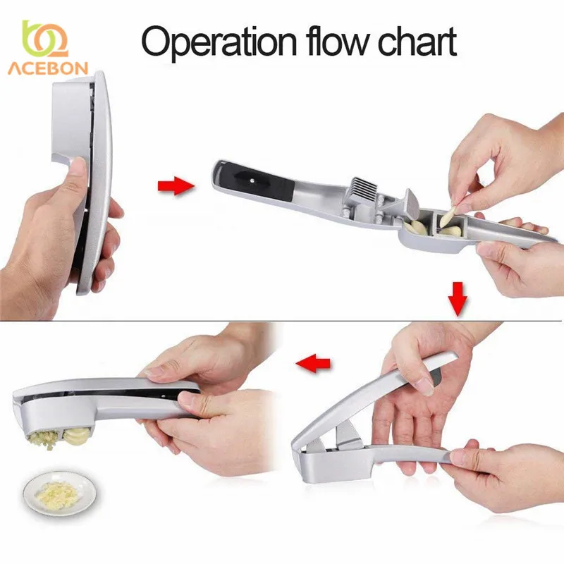 Garlic Press Mincer and Slicer 2 in 1 Kitchen Gadget Aluminium Crusher Mincer Grinder Chopper Slicer for Garlic Kitchen Tool