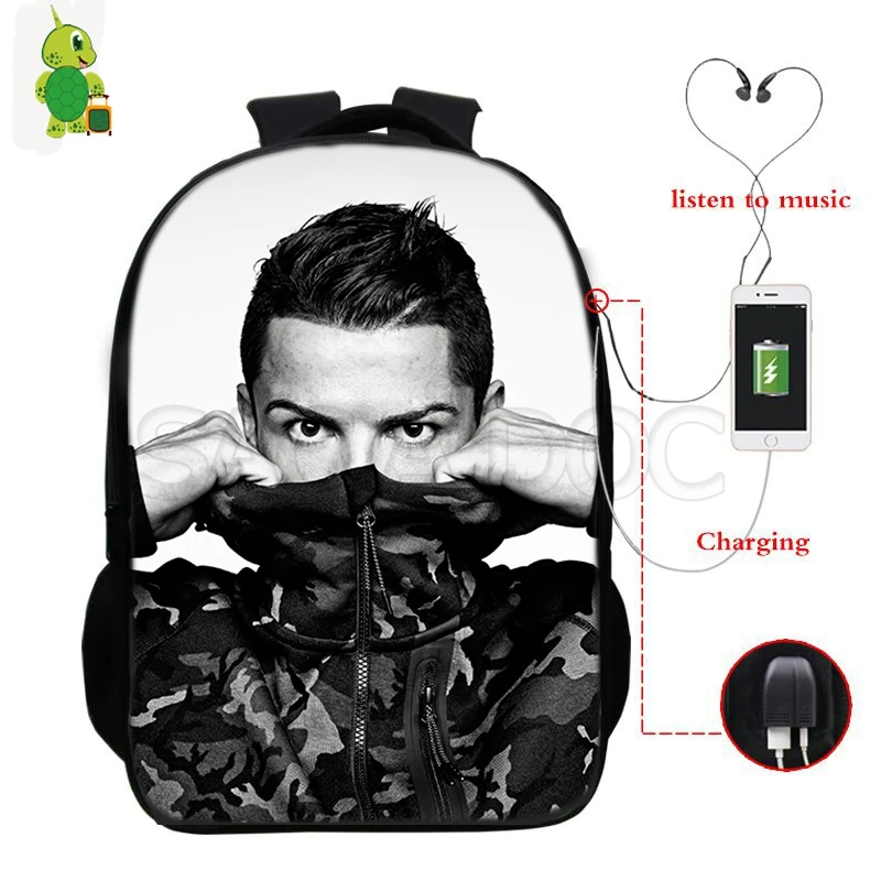 

CR7 Cristiano Ronaldo 7 Multifunction Backpack School Bags for Teenagers Travel Rucksack Women Men USB Charge Laptop Backpack
