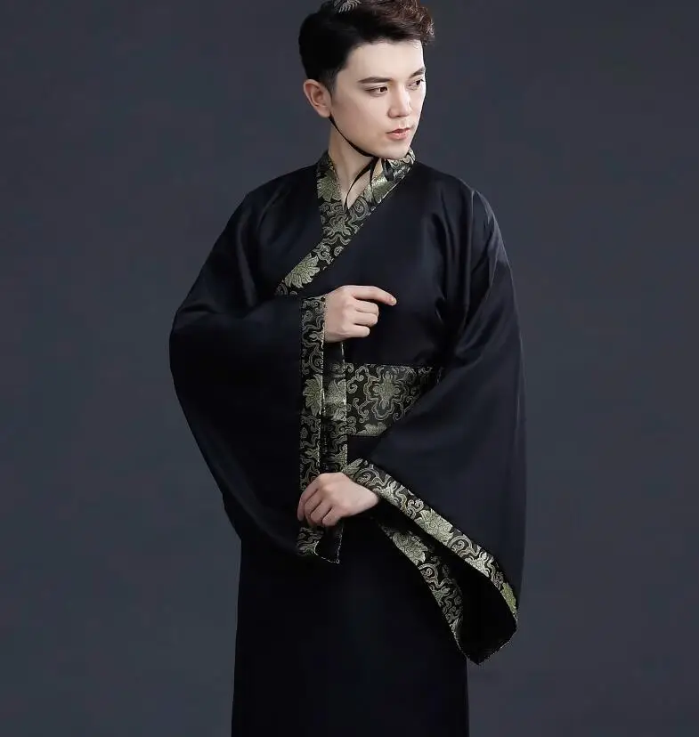 Китайский национальный костюм ханьфу черный Древний китайский костюм ханьфу мужская одежда традиционный Национальный костюм Тан сценические костюмы
