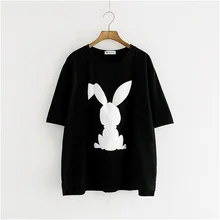 Летняя футболка с мультяшным кроликом и 3D милым принтом, повседневная женская футболка с круглым вырезом и коротким рукавом, новая модная свободная футболка, топы, футболки
