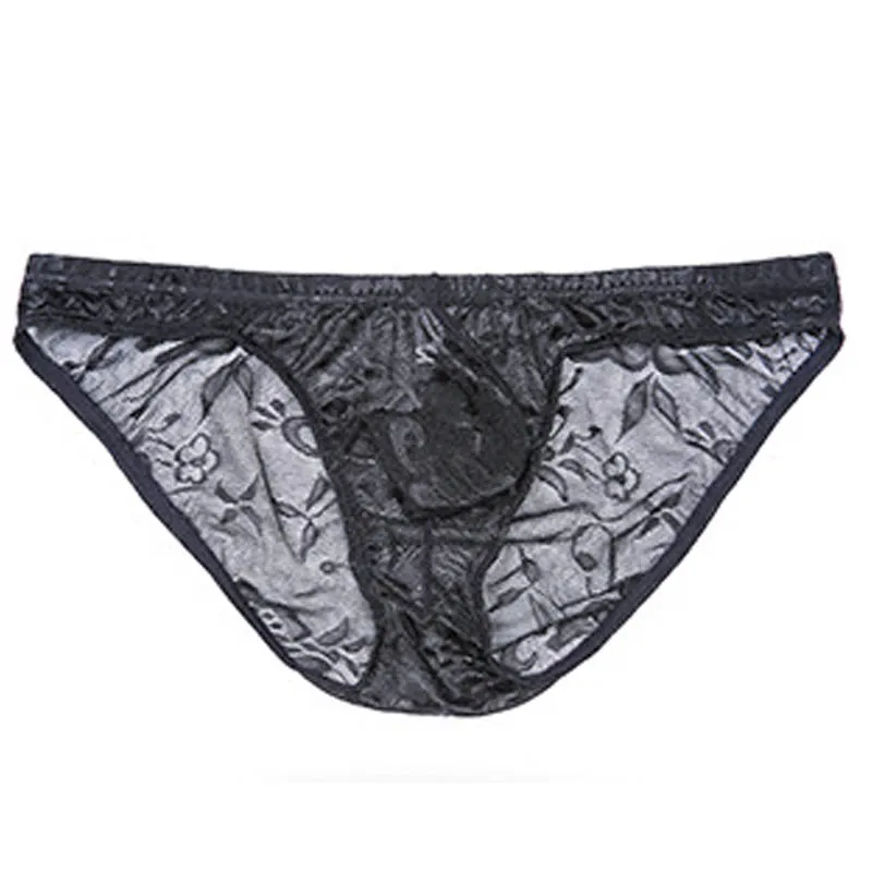 

Mens Net Yarn Lace Chastity Briefs Breathability Iced Silk Thin Semi-Transparent Panties Light Comfortable Sexy Appeal Underwear