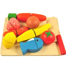 Дети деревянная кухня игрушки фрукты и овощи резки игрушки Набор игровой дом детские игрушки
