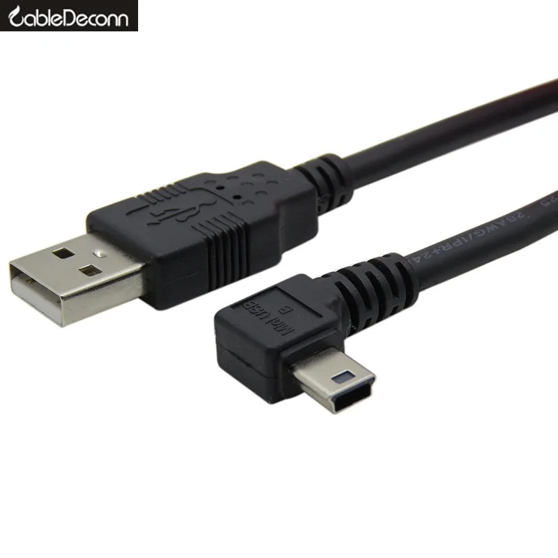 Мини usb/usb 2.0 кабель мужчинами слева под углом 90 градусов для принтера ПК камеры автомобиля mp3 mp4 данных зарядный кабель 1.8 м