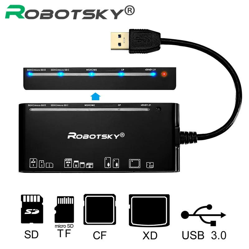 

7 in 1 USB Card Reader Fast USB3.0 Memory Card Reader Adapter for SD/TF CF MS XD micro SD Computer Accessories